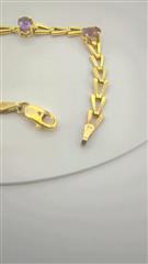Amethyst Gold-Stone Bracelet 14K Yellow Gold 5.05g